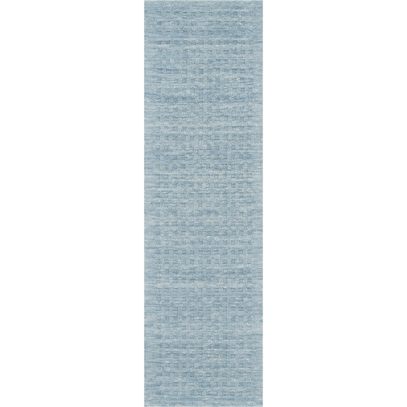Nourison Perris Runner Shape Contemporary Wool Area Rug in Sky Blue