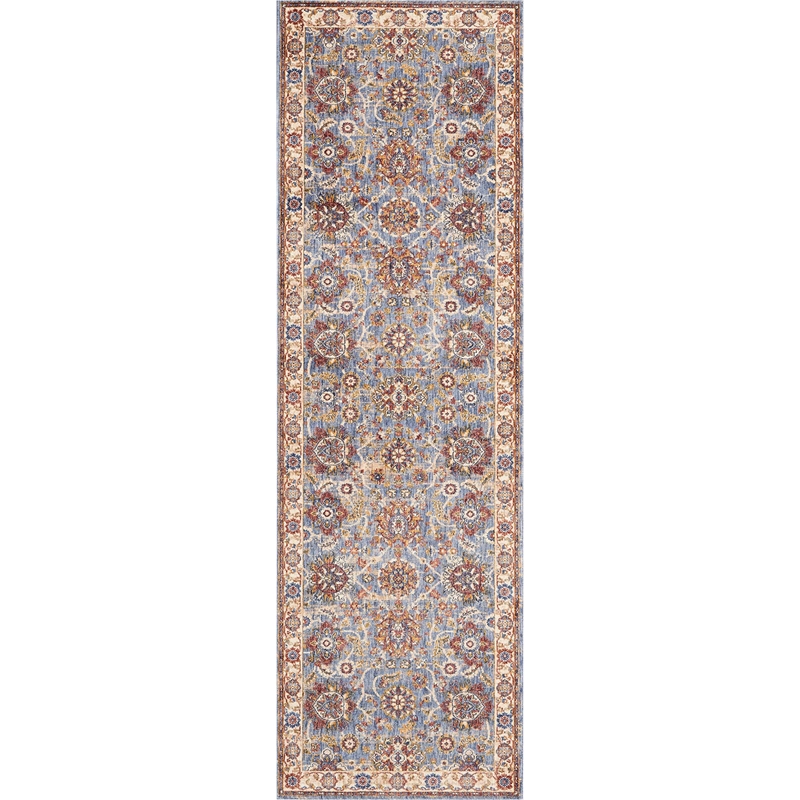 Nourison Reseda Runner Traditional Polyester Area Rug in Sky