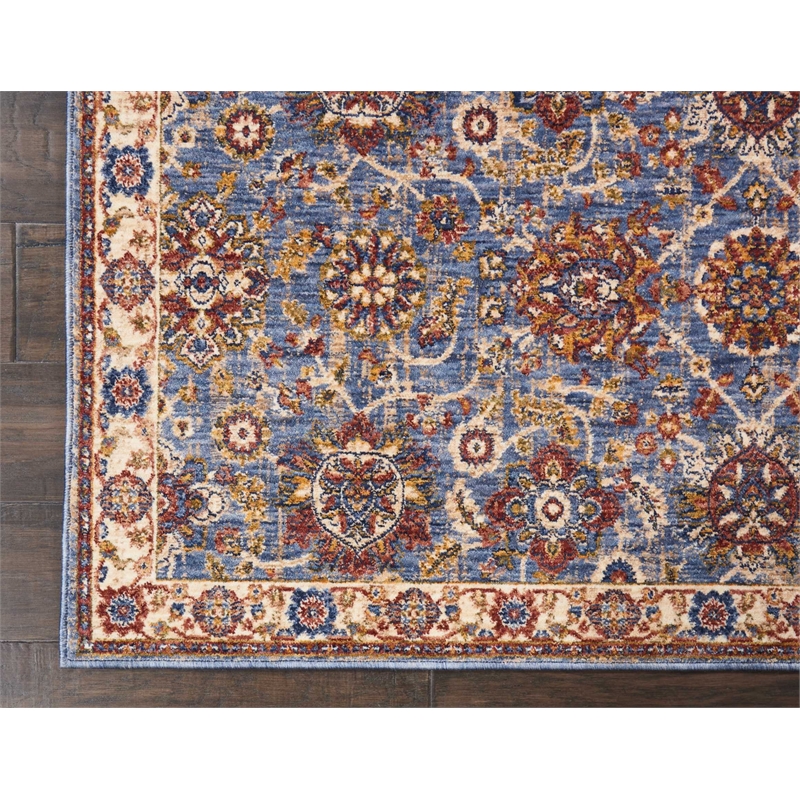 Nourison Reseda Runner Traditional Polyester Area Rug in Sky