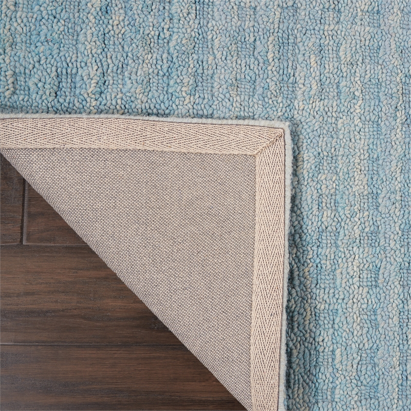 Nourison Perris Rectangle Contemporary Wool Area Rug in Sky Blue