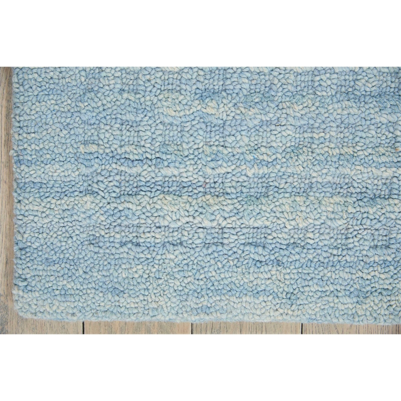 Nourison Perris Rectangle Contemporary Wool Area Rug in Sky Blue