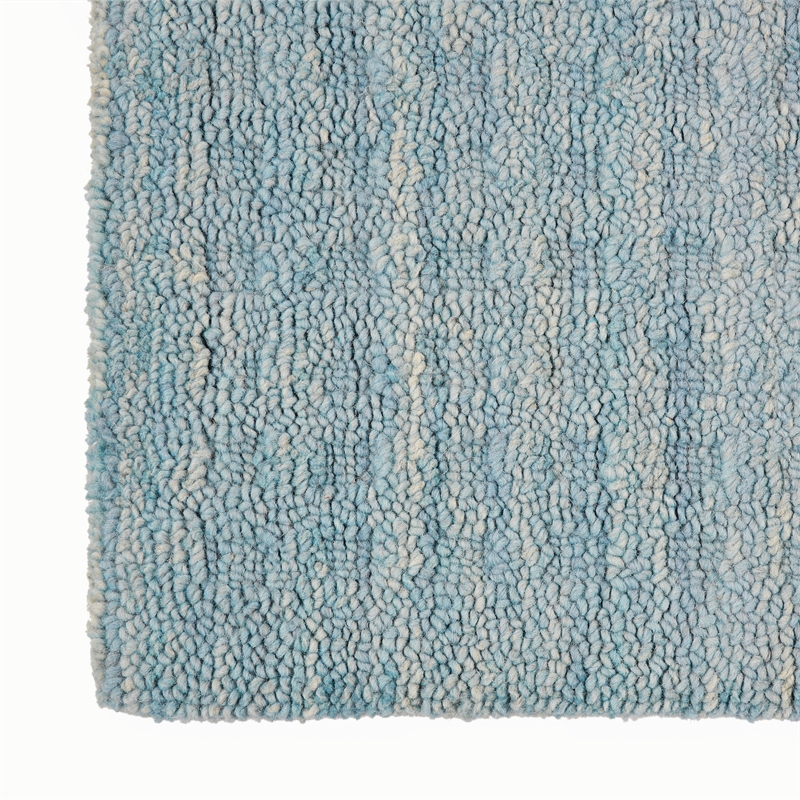 Nourison Perris Rectangle Contemporary Wool Area Rug in Sky Blue