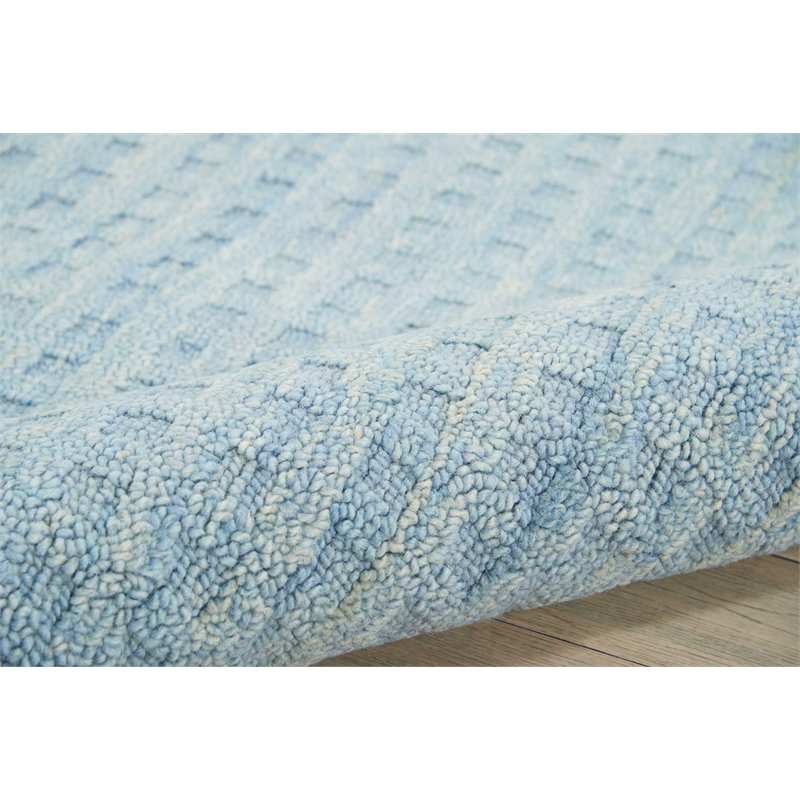 Nourison Perris Rectangle Contemporary Wool Area Rug in Sky Blue