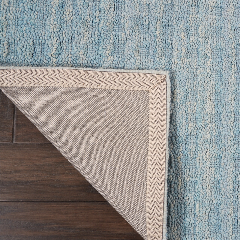 Nourison Perris Rectangle Contemporary Wool Area Rug in Sky Blue