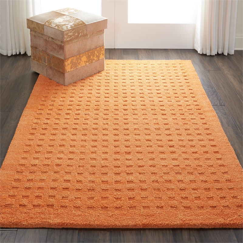 Nourison Perris Rectangle Contemporary Wool Area Rug in Sunset