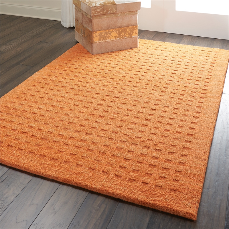 Nourison Perris Rectangle Contemporary Wool Area Rug in Sunset