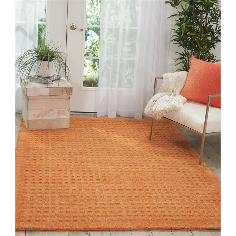 Nourison Perris Rectangle Contemporary Wool Area Rug in Sunset