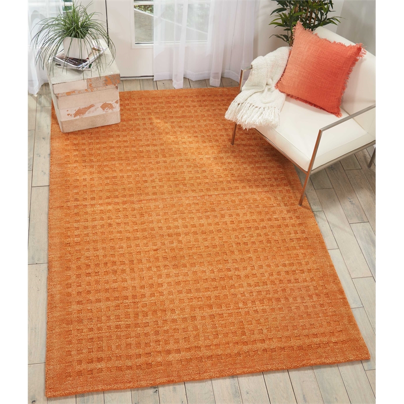 Nourison Perris Rectangle Contemporary Wool Area Rug in Sunset
