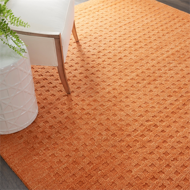 Nourison Perris Rectangle Contemporary Wool Area Rug in Sunset