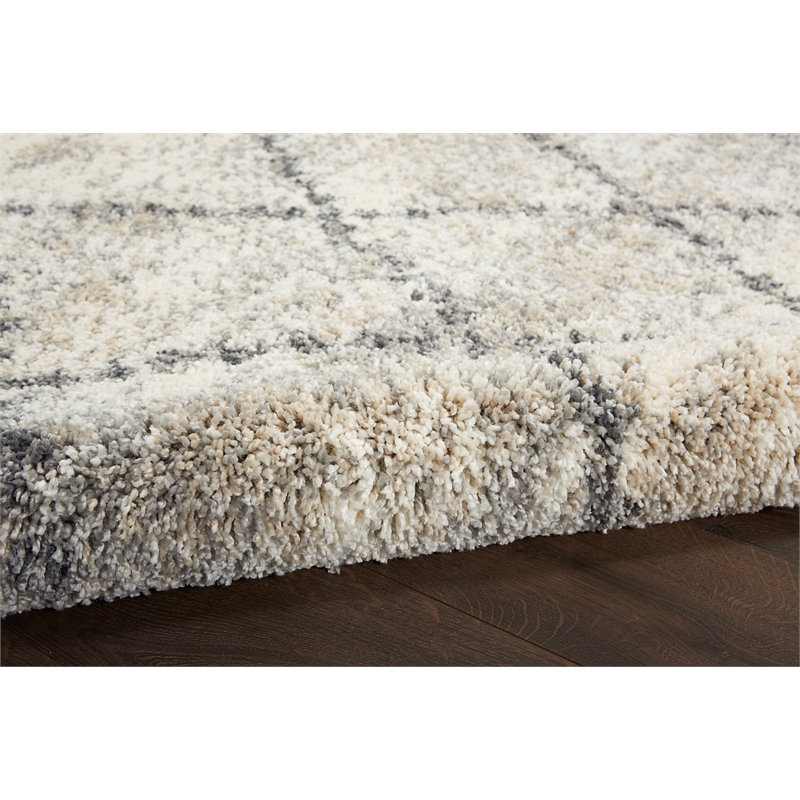 Nourison Scandinavian Shag Rectangle Polypropylene Area Rug in Ivory/Gray