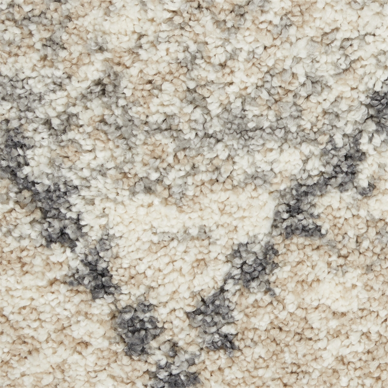 Nourison Scandinavian Shag Rectangle Polypropylene Area Rug in Ivory/Gray