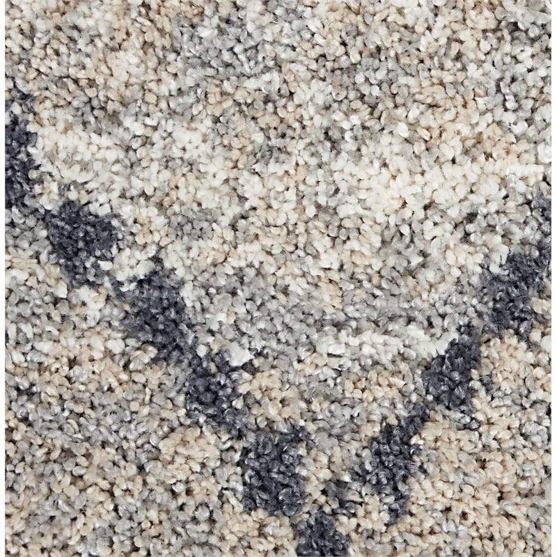 Nourison Scandinavian Shag Rectangle Polypropylene Area Rug in Silver/Gray