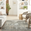 Nourison Soma Rectangle Contemporary Polyester Area Rug in Charcoal/Teal/Ivory