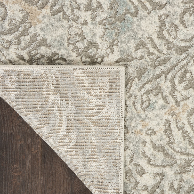 Nourison Soma Rectangle Contemporary Polyester Area Rug in Gray/Ivory