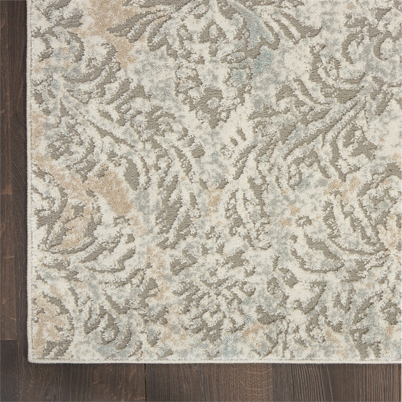 Nourison Soma Rectangle Contemporary Polyester Area Rug in Gray/Ivory