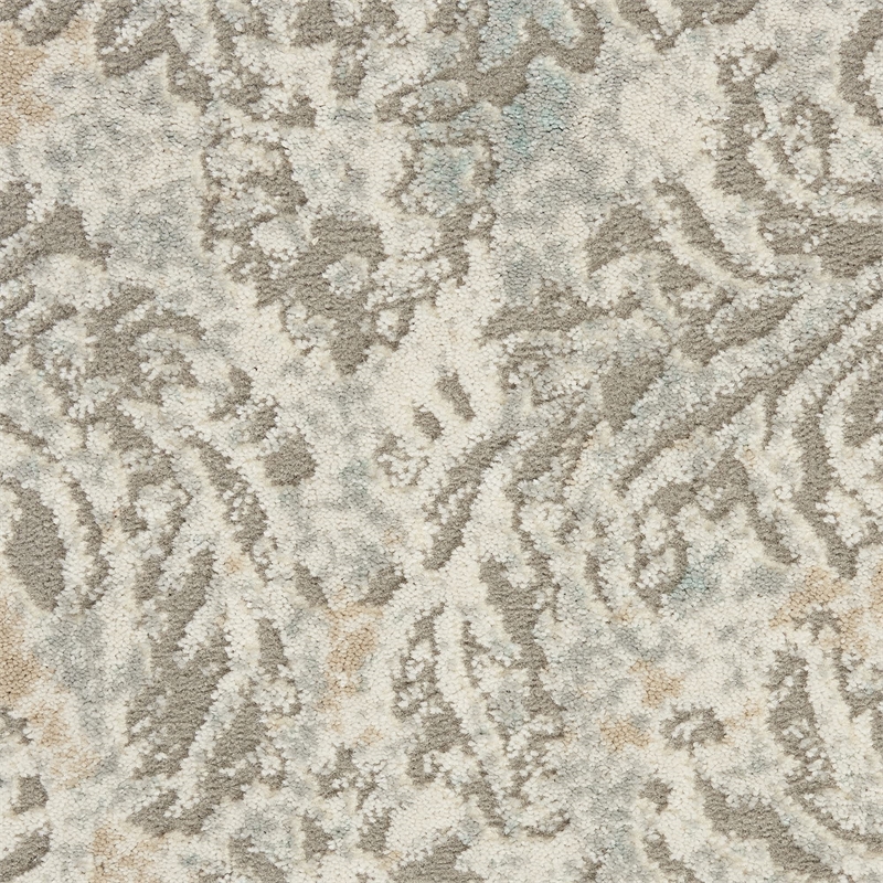 Nourison Soma Rectangle Contemporary Polyester Area Rug in Gray/Ivory