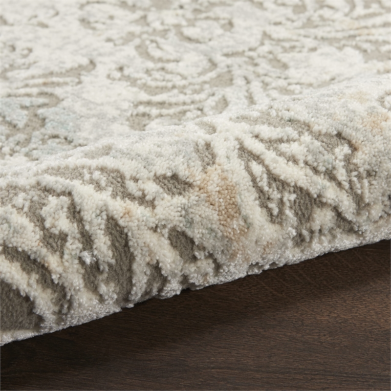 Nourison Soma Rectangle Contemporary Polyester Area Rug in Gray/Ivory