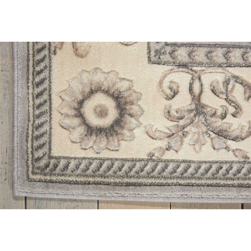 Nourison Somerset Rectangle Traditional Polyester Acrylic Area Rug in Silver