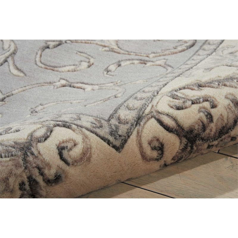 Nourison Somerset Rectangle Traditional Polyester Acrylic Area Rug in Silver