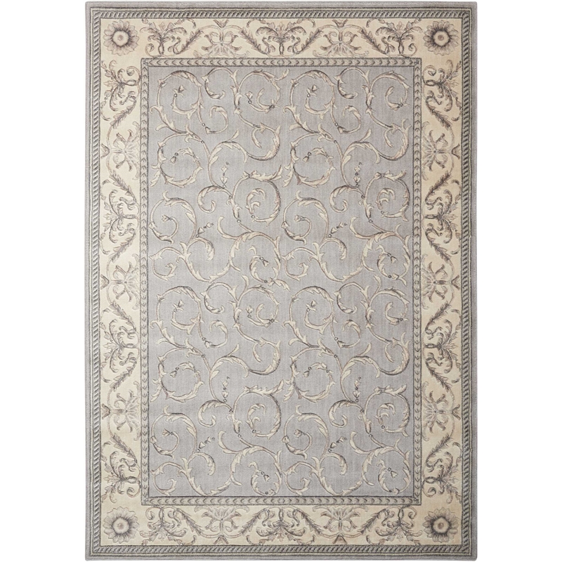 Nourison Somerset Rectangle Traditional Polyester Acrylic Area Rug in Silver