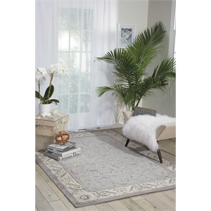 Nourison Somerset Rectangle Traditional Polyester Acrylic Area Rug in Silver