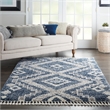Nourison Scandinavian Shag Rectangle Polypropylene Area Rug in Denim Blue