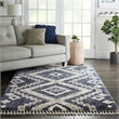 Nourison Scandinavian Shag Rectangle Polypropylene Area Rug in Denim Blue