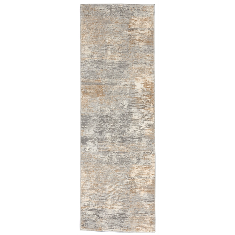 Nourison Solace Runner Polypropylene Polyester Area Rug in Gray/Beige