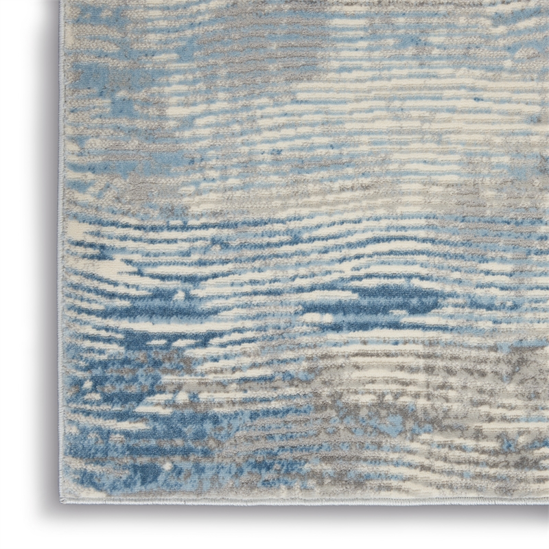 Nourison Solace Runner Polypropylene Polyester Area Rug in Ivory/Gray/Blue