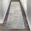Nourison Solace Runner Polypropylene Polyester Area Rug in Ivory/Gray/Blue