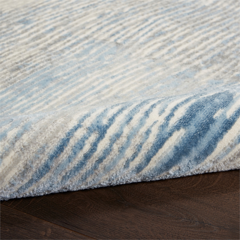 Nourison Solace Runner Polypropylene Polyester Area Rug in Ivory/Gray/Blue