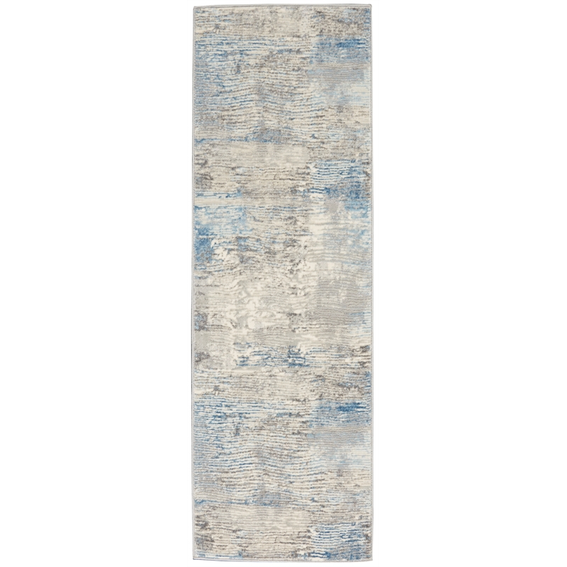 Nourison Solace Runner Polypropylene Polyester Area Rug in Ivory/Gray/Blue