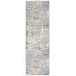 Nourison Solace Runner Polypropylene Polyester Area Rug in Ivory/Gray/Blue