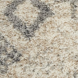 Nourison Scandinavian Shag Rectangle Polypropylene Area Rug in Ivory/Gray