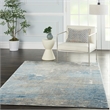 Nourison Solace Rectangle Polypropylene Polyester Area Rug in Ivory/Gray/Blue
