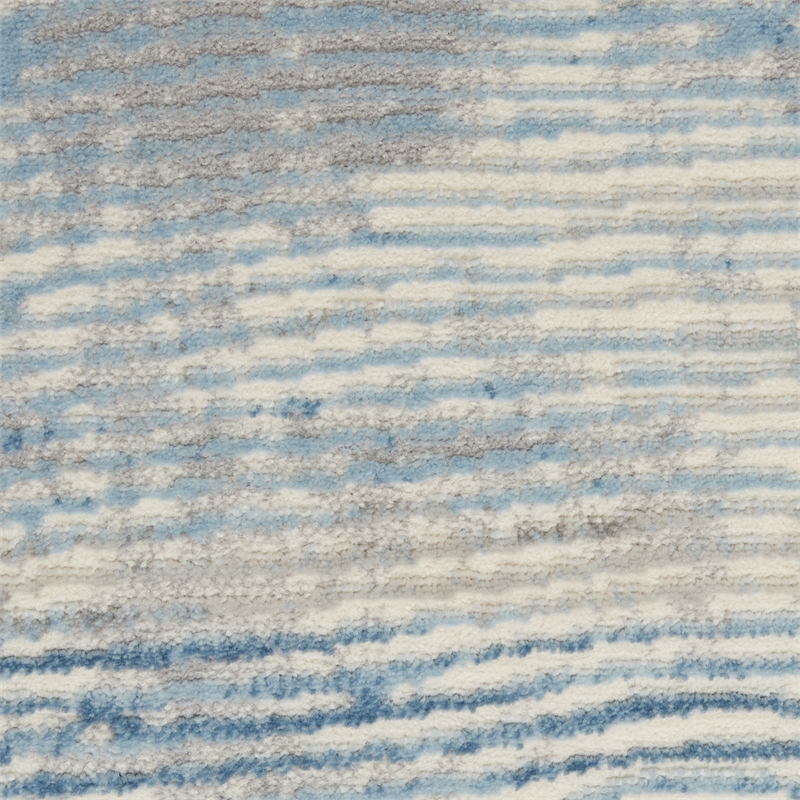 Nourison Solace Rectangle Polypropylene Polyester Area Rug in Ivory/Gray/Blue
