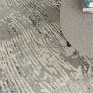 Nourison Solace Rectangle Polypropylene Polyester Area Rug in Ivory/Gray/Blue