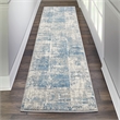 Nourison Solace Runner Polypropylene Polyester Area Rug in Ivory/Gray/Blue