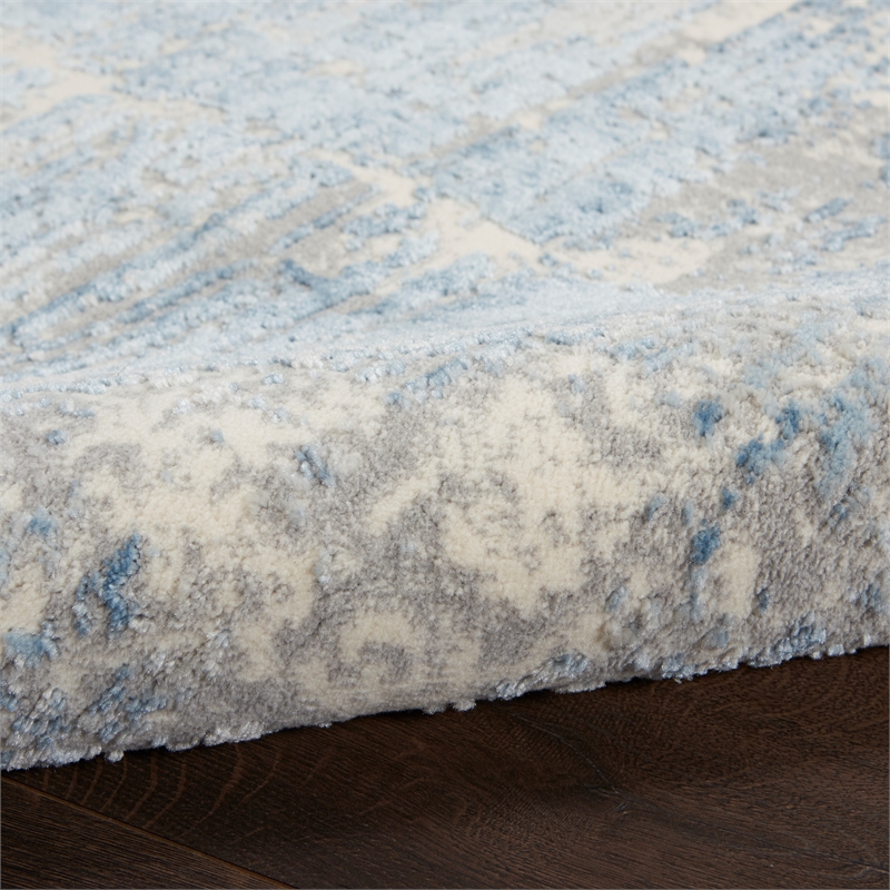 Nourison Solace Runner Polypropylene Polyester Area Rug in Ivory/Gray/Blue