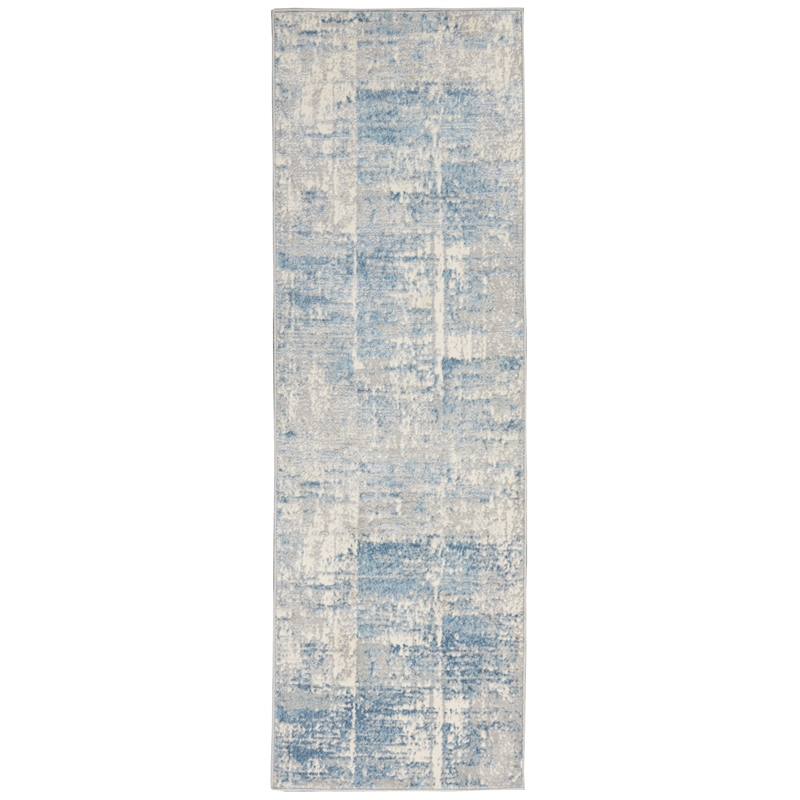 Nourison Solace Runner Polypropylene Polyester Area Rug in Ivory/Gray/Blue