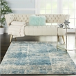 Nourison Solace Rectangle Polypropylene Polyester Area Rug in Ivory/Gray/Blue
