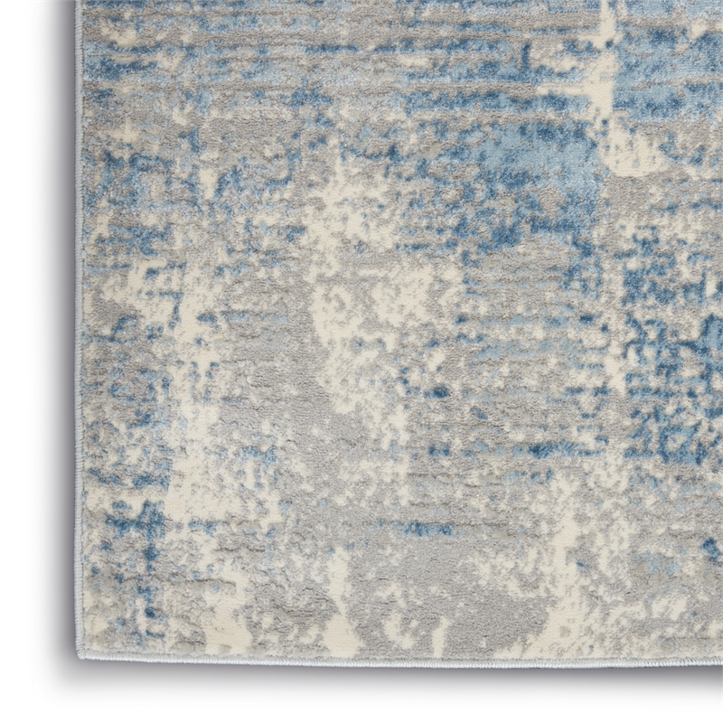 Nourison Solace Rectangle Polypropylene Polyester Area Rug in Ivory/Gray/Blue