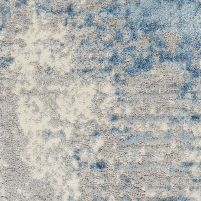 Nourison Solace Rectangle Polypropylene Polyester Area Rug in Ivory/Gray/Blue