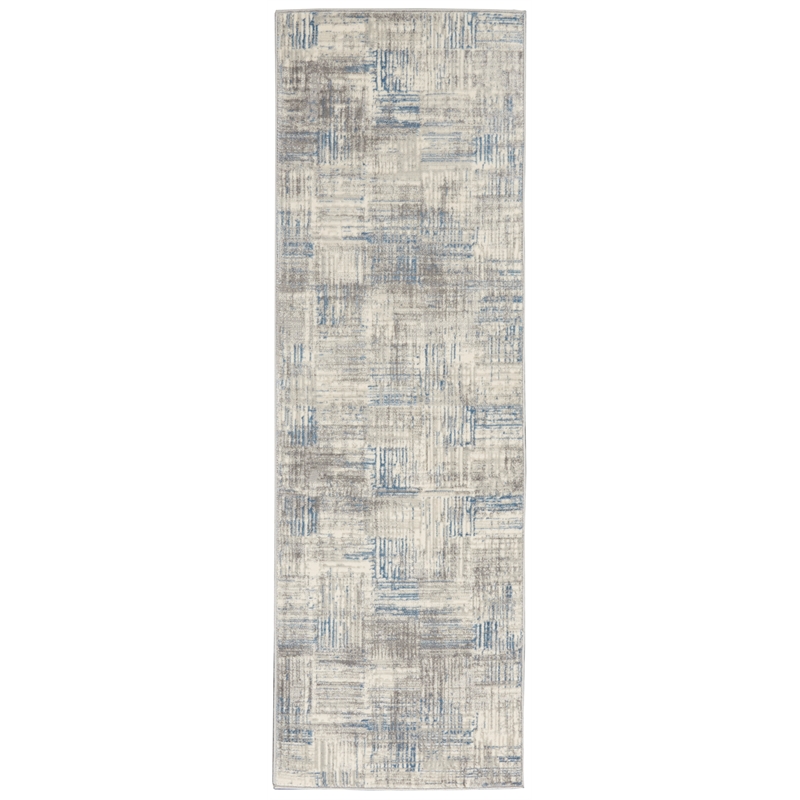 Nourison Solace Runner Polypropylene Polyester Area Rug in Ivory/Gray/Blue