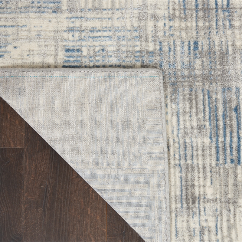 Nourison Solace Rectangle Polypropylene Polyester Area Rug in Ivory/Gray/Blue