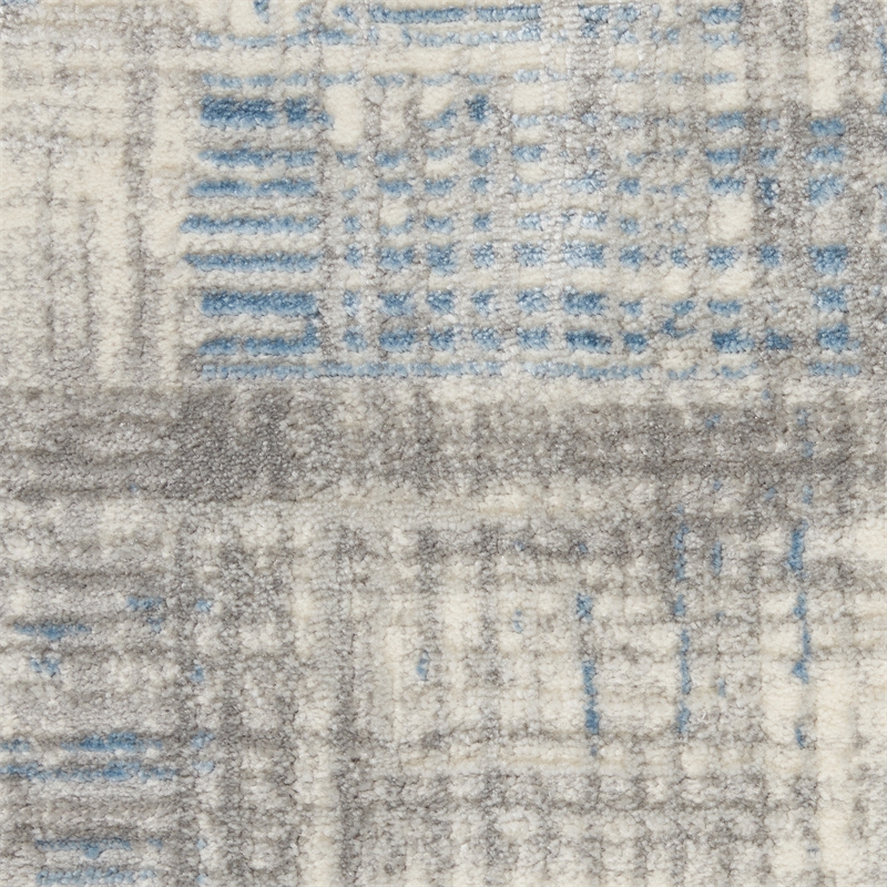 Nourison Solace Rectangle Polypropylene Polyester Area Rug in Ivory/Gray/Blue