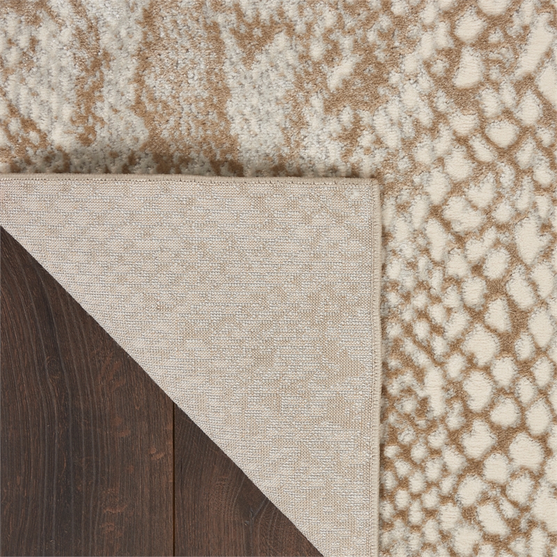 Nourison Solace Rectangle Polypropylene Polyester Area Rug in Ivory/Beige