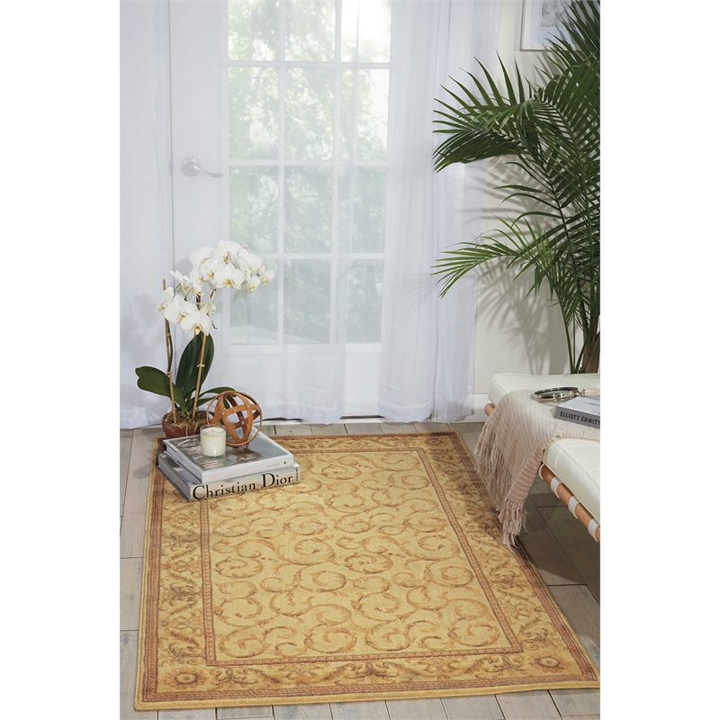 Nourison Somerset Rectangle Traditional Polyester Acrylic Area Rug in Ivory