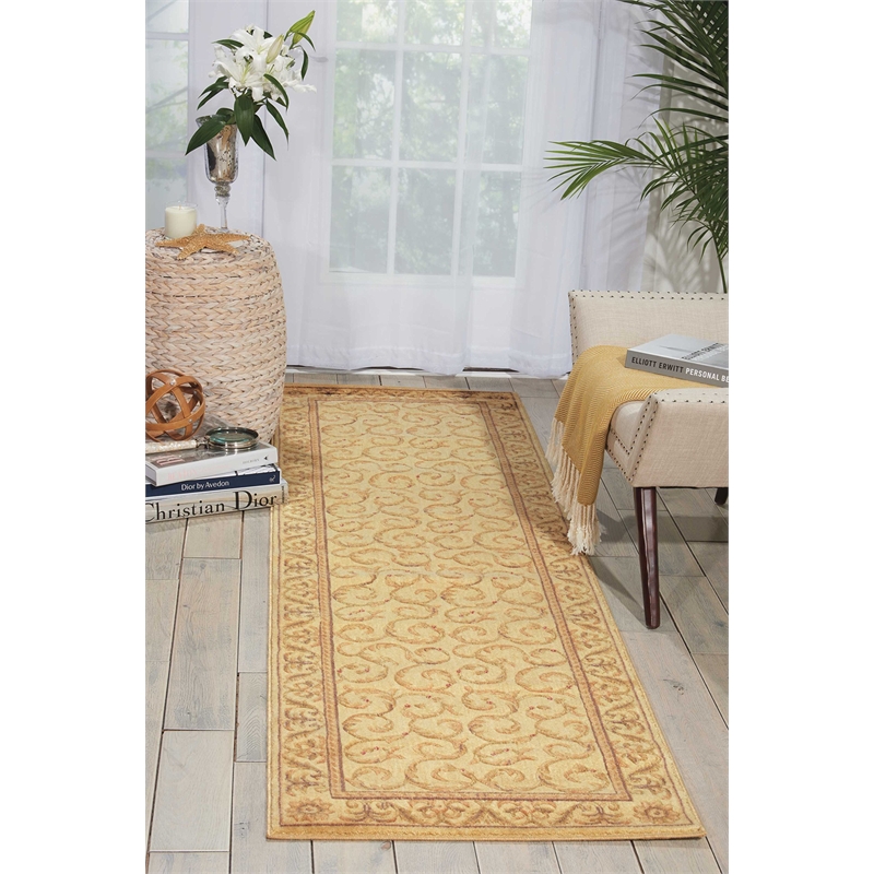 Nourison Somerset Runner Traditional Polyester Acrylic Area Rug in Ivory