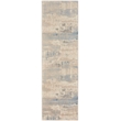 Nourison Solace Runner Polypropylene Polyester Area Rug in Ivory/Gray/Blue